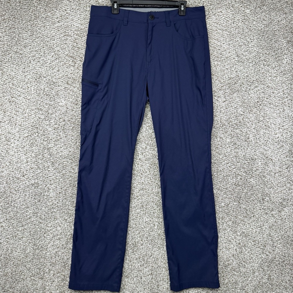 Orvis Tech Pants‎ Mens 34x32 Blue Water Resistant Stretch Hiking Pockets Nylon